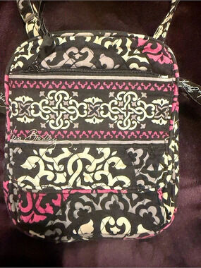 Vera Bradley Mini Hipster Crossbody Bag Black & Pink